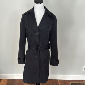 Women's Black Trench Coat 60% Cotton